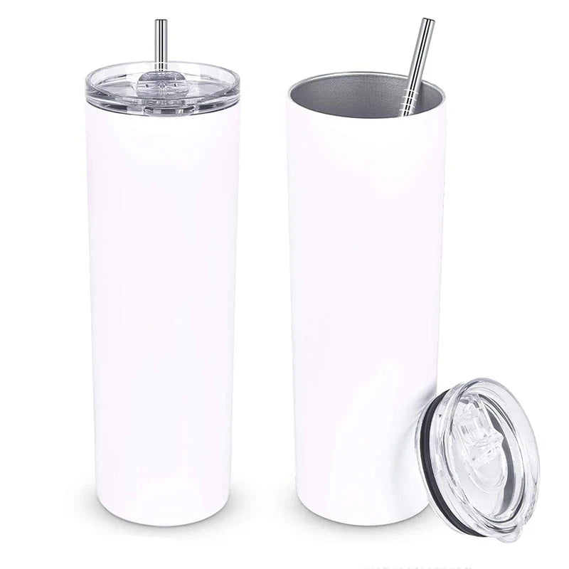 600ml Double Wall Skinny Straight Sublimation Blank Cup Stainless Steel Vacuum Drinkware Insulated Car Tumbler With Lid