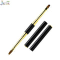 Jiexia Double Side Gold Handle Nylon Hair 6# Flat Gel Ombre UV Painting Art Nail Brushes