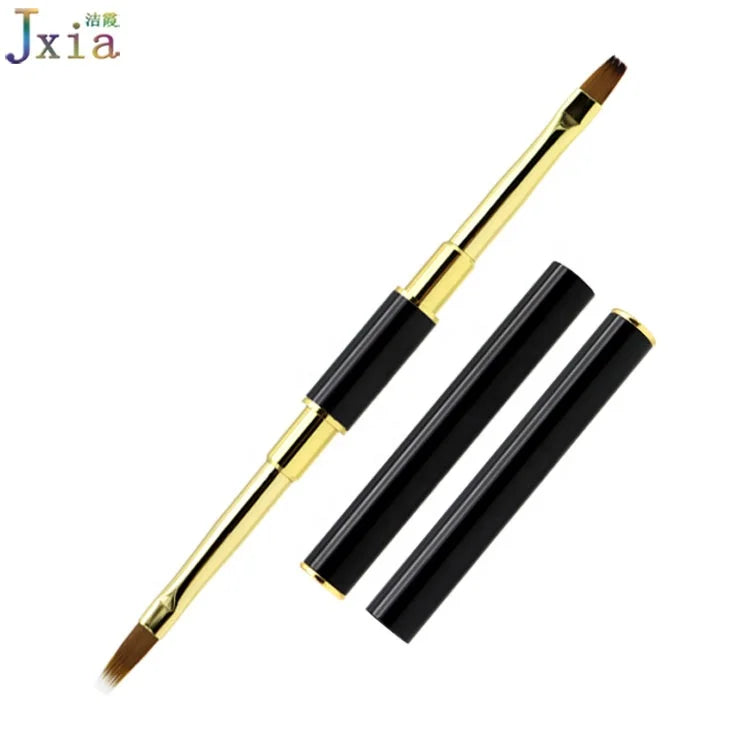 Jiexia Double Side Gold Handle Nylon Hair 6# Flat Gel Ombre UV Painting Art Nail Brushes
