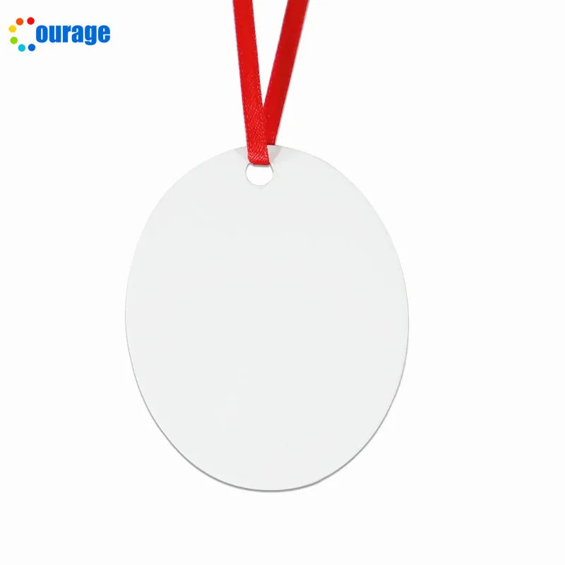 Oval shape aluminum sublimation christmas tree ornament blank with string