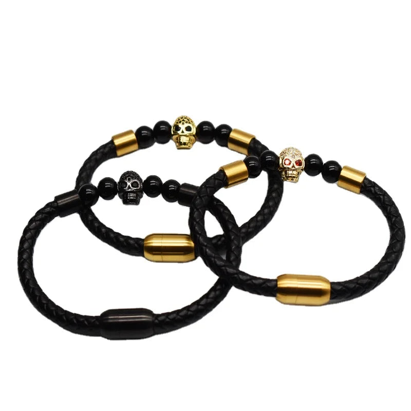 BMZ 2026 6MM Matt Gold Black Natural Stones Bracelets Custom Fashion Stainless Bead Bracelet