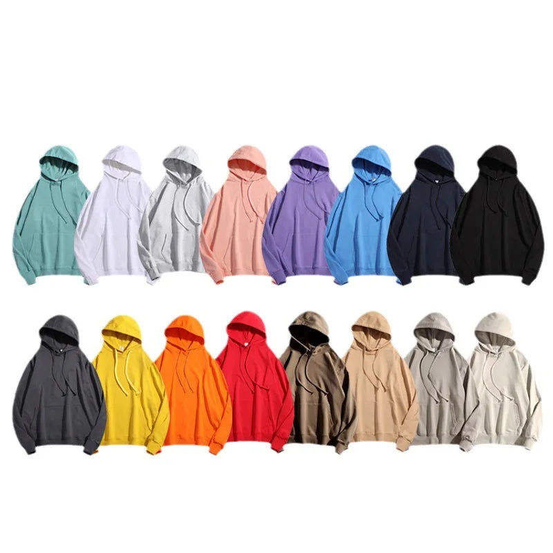 Premium Heavyweight Oversized Cotton Hoodie for Men Fall Season Solid Pattern Drop Stringless Design with Custom Logo