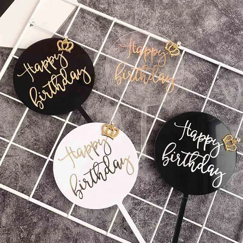 Custom Personalized Wedding Tiara Happy Birthday Party Supplies Acrylic Cake Topper Cake Decoration