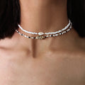 Bohemian Double Layers Conch Seashell Necklace Puka Shell Choker Necklace Small Beaded Cowrie Shell Necklace for Women and Girls