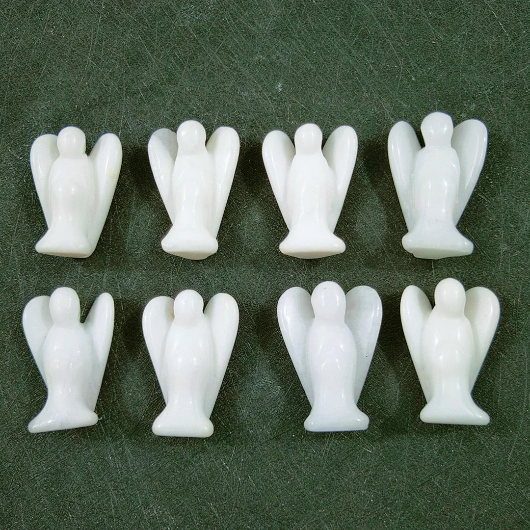 Huiying Best Selling Modern White Jade Angel Quartz Pocket Healing Stones for Decoration Crafts 2 Inch