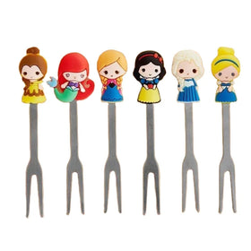 2022 New Arrival Cartoon Kids Bento Pick Fruit Fork Set Princess Stainless Steel Food Picks With Ceramic Base Picks for Ninos