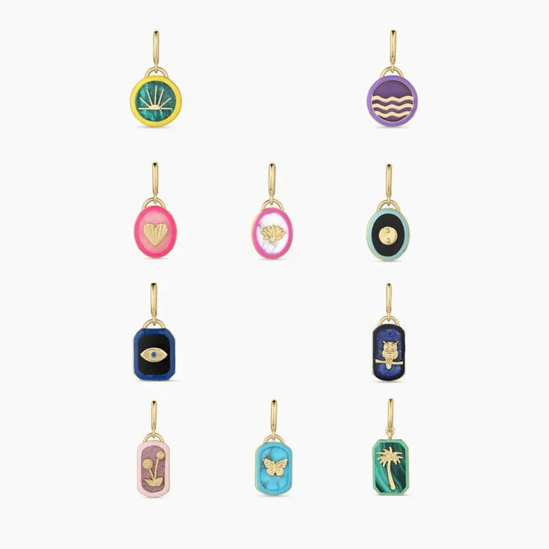 2025 New Hot Selling Stainless Steel 18k Gold Plated Colorful Enamel Butterfly Sun Heart Pendant Necklace Jewelry for Women