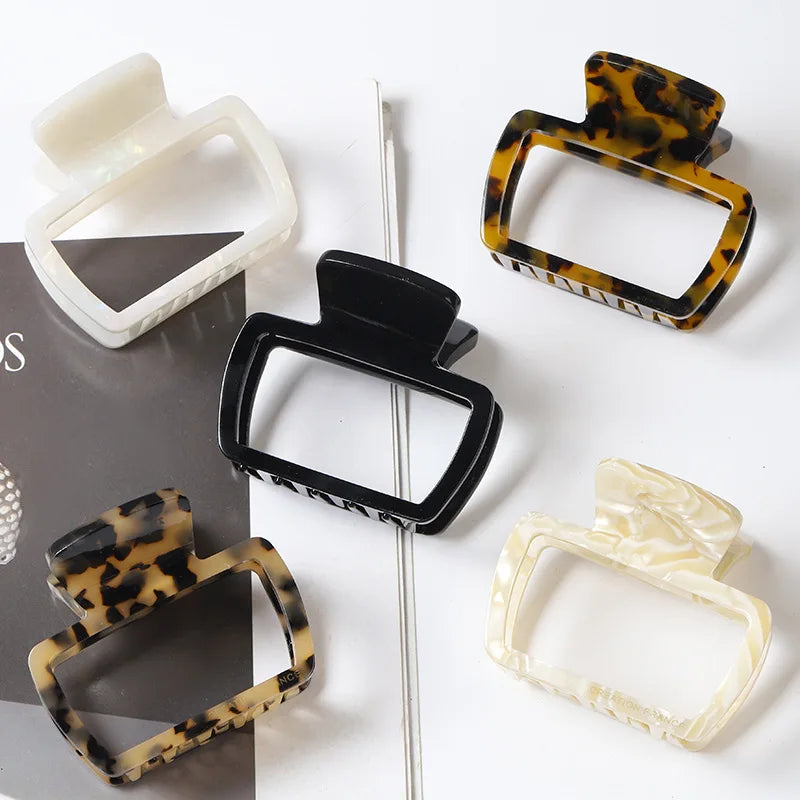 Wholesale Custom MOQ Fashion Classical Large Acrylic Acetate Marble Jumbo Rectangle Banana Hair Crab Claws Clips