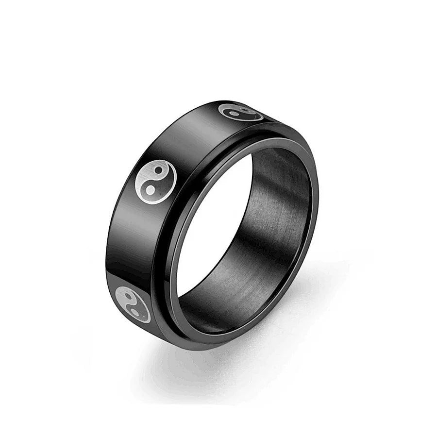 Retro Ethnic Chinese Tai Chi Yin Yang Ring Reduce Stress Stainless Steel Ring for Women Men Jewelry Hot-selling Wholesale