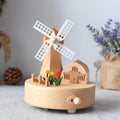 Wholesale Custom Cozy Wooden Windmill Clockwork Music Box for Kids' Gifts