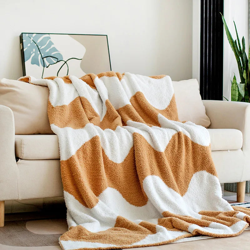Amity Wholesale Nordic  Half Velvet Knitted Blanket Air Conditioning Blanket Summer Office 100% Polyester Throw Blanket