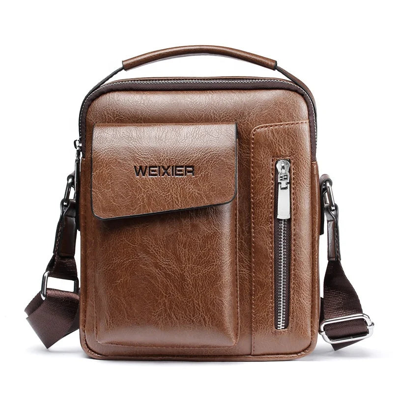 Single Shoulder Portable Men's Cross-body Bag Casual Leather Bag Support LOGO Customization Messenger Bag