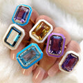 Fashionable and Classic Jewelry Vintage square Zircon Ring Exquisite Elegant and Sophisticated Women's Ring