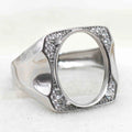 Sterling Silver 12*16mm Semi Mount Men's Ring Frame Empty Blank Claw Setting S925 Base Holder Without Center Stone for DIY Inlay