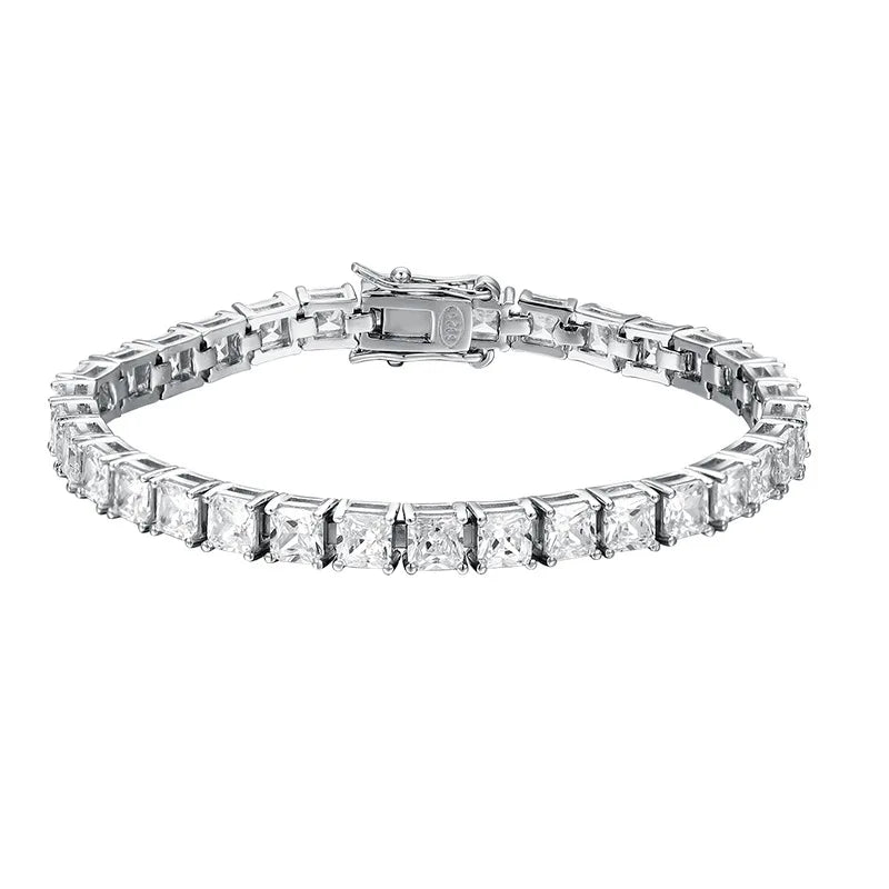 S925 Silver Princess Square Bracelet Design Simple Luxury Full Diamond Bracelet