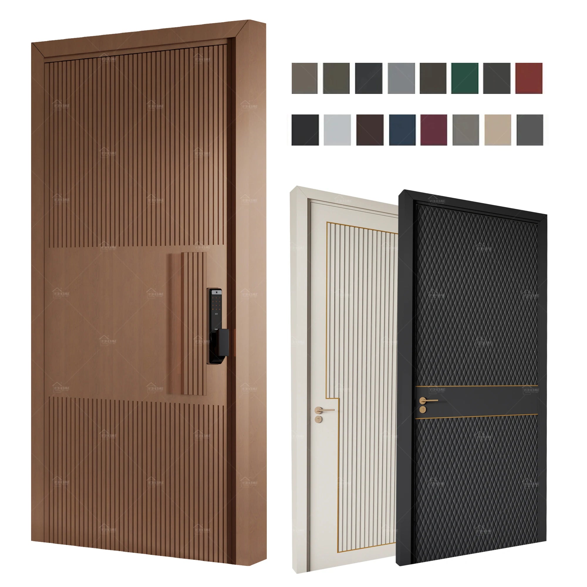 European Style Villa Outdoor Entry Doors Exterior Wooden Engineering Doors for House Entry Doors