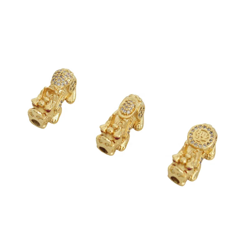 Wholesale New Lucky Fortune Gold-plated Brave DIY Natural Agate Feng Shui Zircon Brave Bracelet Accessories