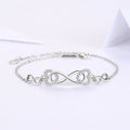 Original New 925 Sterling Silver Adjustable Bracelet Women Girls-Fine Jewelry Cubic Zirconia Love Heart Infinity Charm Perfect