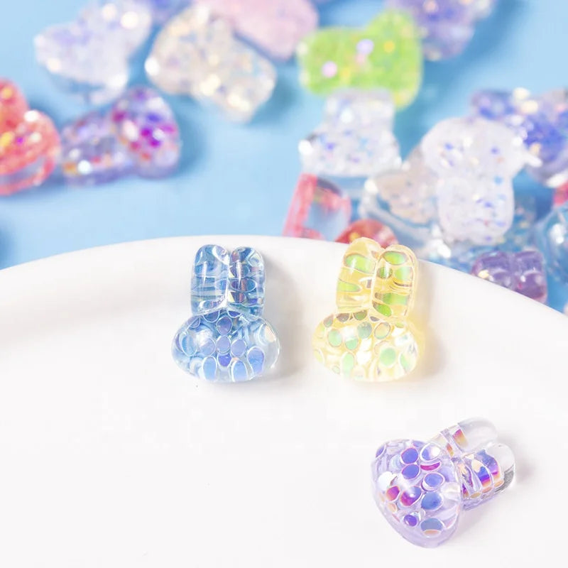 Paso Sico 11*14mm Transparent Shiny Jelly Cartoons Rabbit Resin Nail Art Decoration DIY Nail Art Accessories