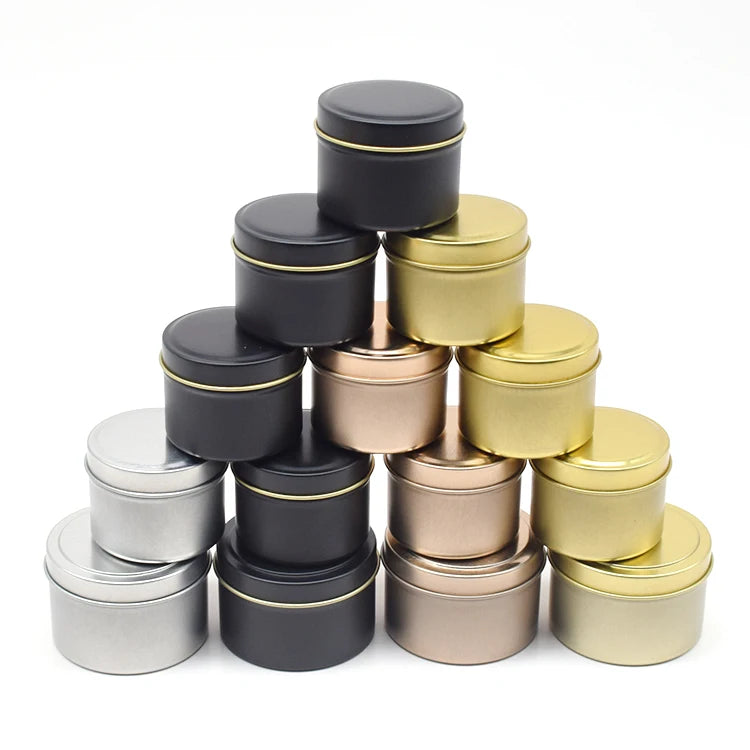 Recyclable RTS Small Empty Metal Storage Candy Tea Container Round Candle Tin Cans With Lid 2oz 3oz in Stock