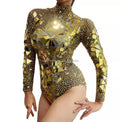 Luxury Show Rhinestone Mirrors Bodysuit Women"s Birthday Celebrate Outfit Bar Singer Dancer Show Stretch Dance Costume