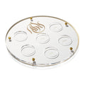 Modern Luxury Jewish Round Tray Judaica Passover Pesach Gift Gold Embroidery Leatherette Backing Regal Lucite Seder Plate