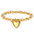 Wholesale 18k Gold Plated Stainless Steel Bracelets Jewelry Cable Chain OT Buckle Heart Love Pendant Bracelet for Women