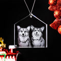 Personalized Hot Sale Glass Christmas Tree Ornaments House Shape Glass Hanging Ornaments Custom