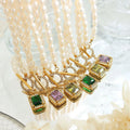 French Hip Hop High Sense Necklace Double Layer Fresh Water Pearl Pendant Stainless Steel Chain English Square Brand