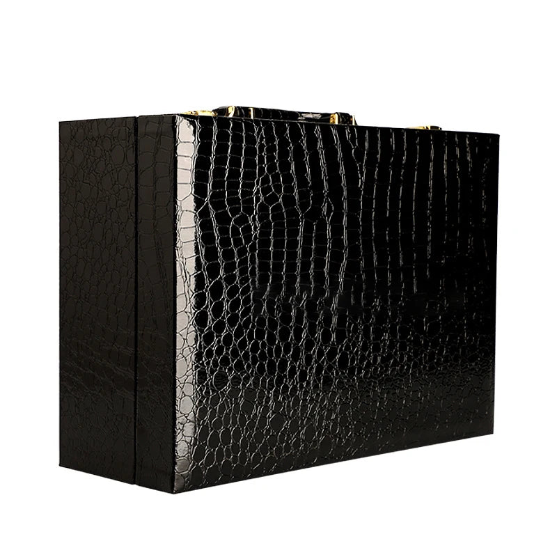 Crocodile Pattern Multifunction Storage Shoe Box Leather Black Custom Shoe Box Black Shoe Boxes Retail