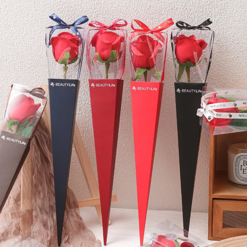 Wedding Invitation Paper Box Portable Single Flower Blossom Rose Packaging Gift Boxes