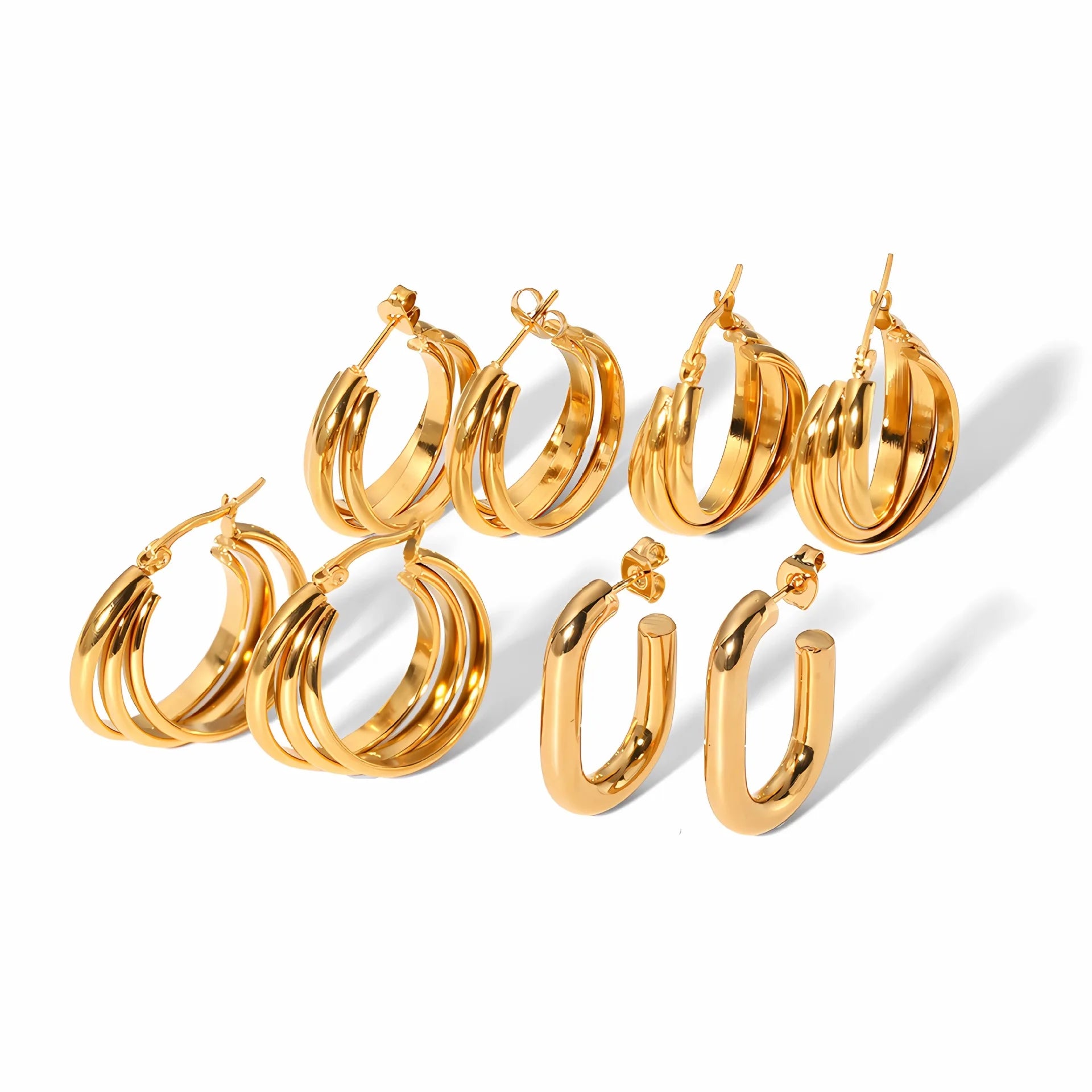 Nabest 18K Gold Plated Stainless Steel Cuff Earrings Waterproof Vintage Twisted Hoop with Zircon for Wedding or Gift