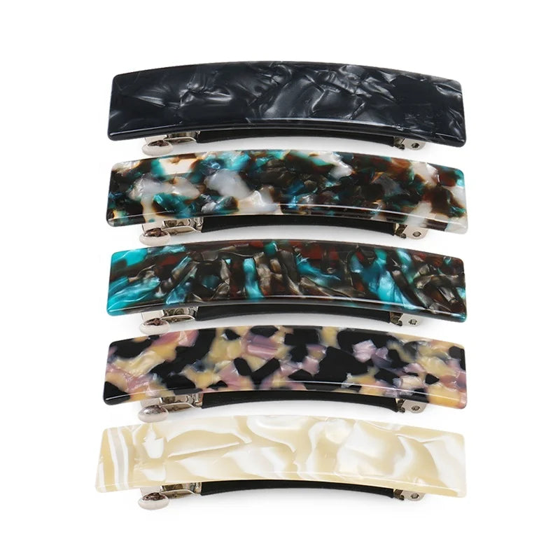 Rectangle Barrette Hair Clip Marble Pattern Acetate Hair Clip Brand New Women Barrette Clip