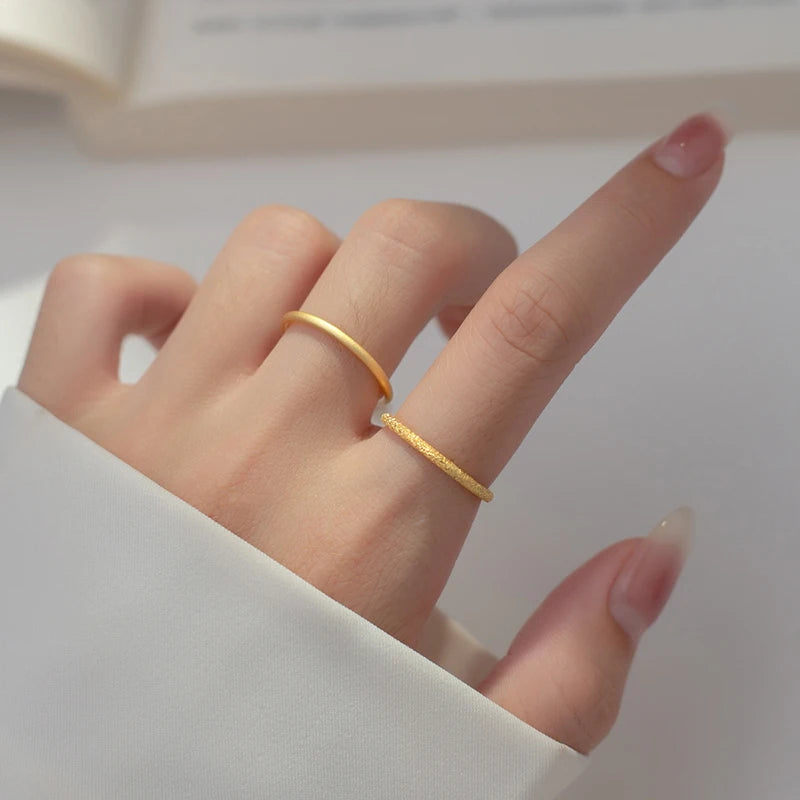 Custom Gold Plated Minimalist Ring 925 Sterling Silver Premium Matte for Wedding Engagement Party Fashionable Couples INS