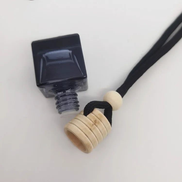 8ml Square Spray-painted Black Glass Bottle Air Freshener Diffuser Hanging Empty Refillable Car Perfume Essential Oil Bottle