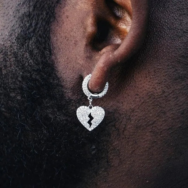 CAOSHI Hip Hop Punk Heartbreak Earrings Silver Plating Trendy Personality Micro Paved Zircon Cheap Men Earrings