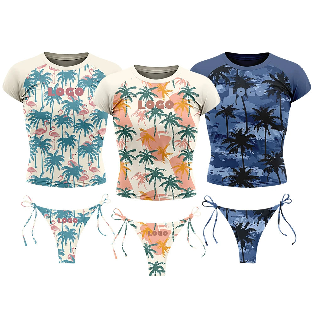 Custom Fashion Women's Push up V-String 2 Piece Bikini Set Quick Dry Seamless