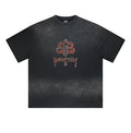 Men's 2024 Spring and Summer Cotton American Style Loose Printed Logo Washed Short-sleeved T Shirt Unisex Oversized