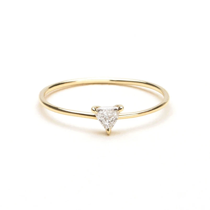 Gemnel Minimalist 925 Sterling Silver 18K Gold Plated Vermeil 1 Micron Carat Moissanite Trillion Band Ring