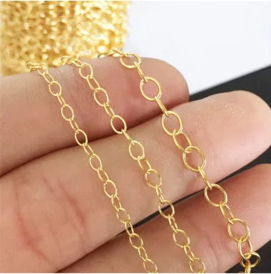 14K Gold Filled Chunky Cable Chain 2.2MM/2.6MM/3.7MM Round Wire O Chain for DIY Necklace Bracelet Jewelry Making Accessories