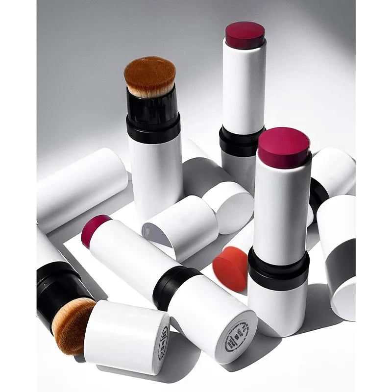 Custom Your Logo Product Private Label Vegan Makeup Double Sided Cream Stick Blush With Brush