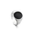 Wholesale Luxury Elegant Silver Plated Oval Shaped Black Enamel Open Ring for Unisex