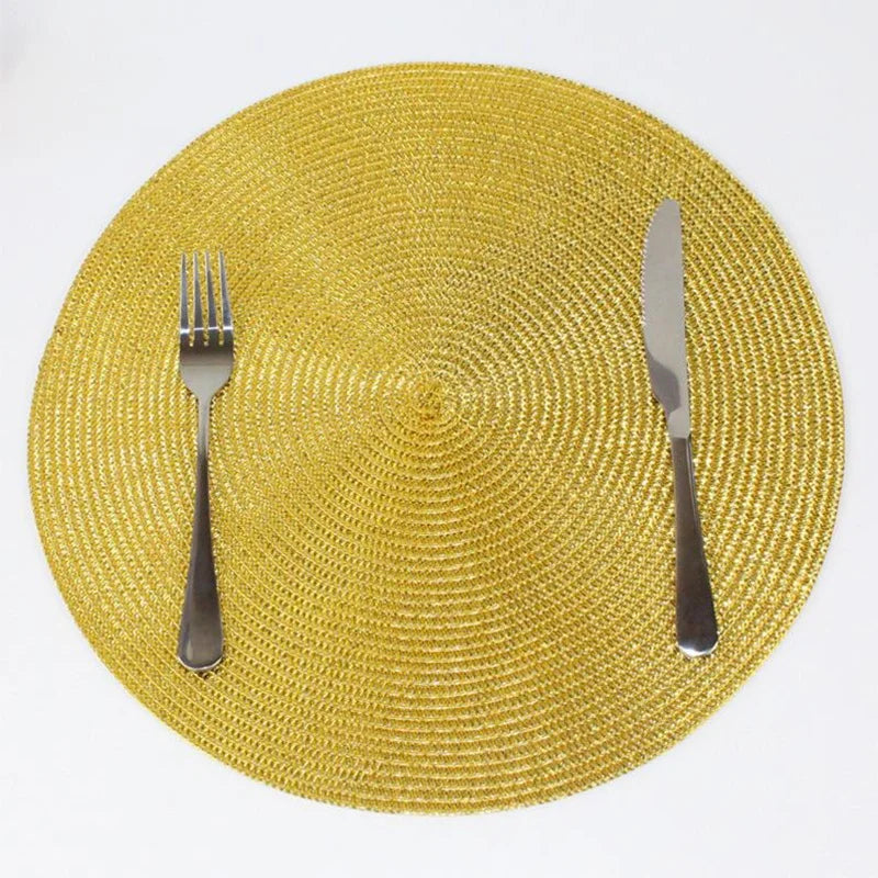 Heat Insulation Table Decoration Golden Silver Round Table Mat