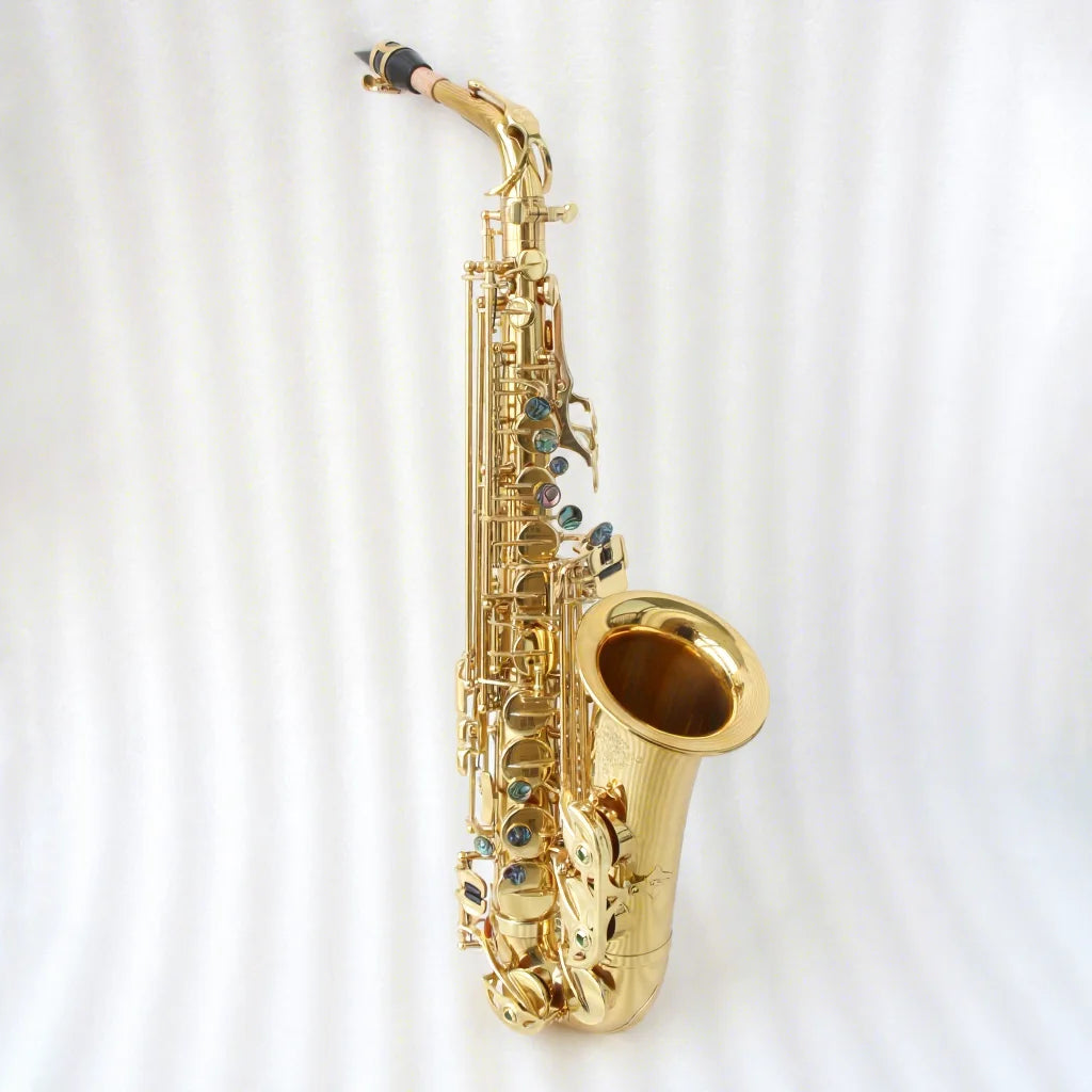 Professional Eb Alto Saxophone with Gold Lacquer Finish Brass Body Waterproof Case-High Grade 54 Model