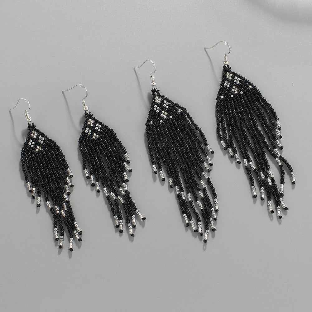 Handmade Trendy Unisex Seed Bead Huggie Style Drop Earrings 2 Sizes for Engagement & Christian Ceremonies