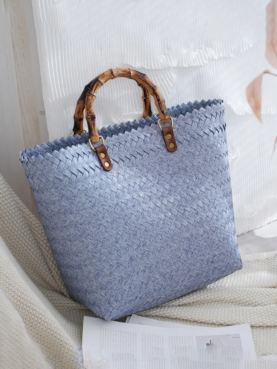Woven Straw Bag Luxury Vintage Summer Beach Handbag for Women Popular Style for Spring Season Durable