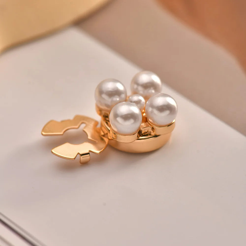 JFRB052 Elegant Zinc Alloy Shank Rhinestone Pearl Button Gold Tone Square Pearl Button Cover for Women Shirt Diy Jewelry