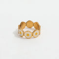 Joolim Jewelry Wholesale 18K Gold Plated Flower Enamel Non Tarnish Stainless Steel Band Rings for Women