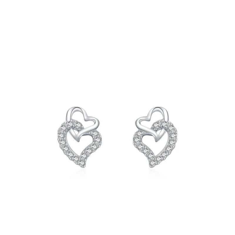 Hot Sale Popular Women Ear Jewelry Heart Shape Earrings Sterling Silver 925 love Heart Stud Earrings