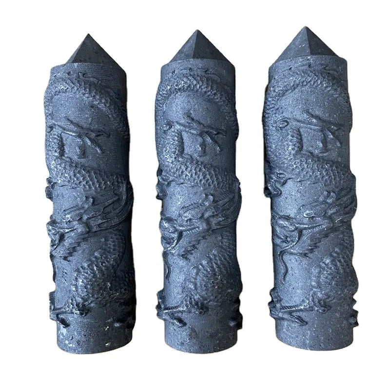 Wholesale Healing Stones Quartz Crystal Shungite Carving Dragon Points Towers Wands for Gift Decoration